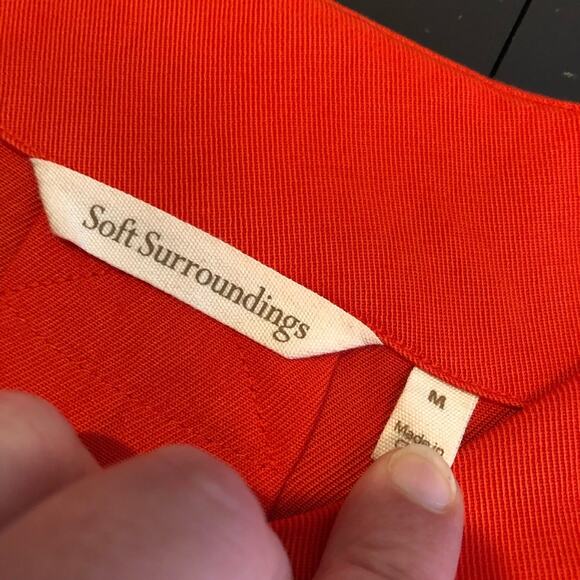 Soft Surroundings red orange button hem roll tab sleeve tunic top size Medium - Picture 6 of 15